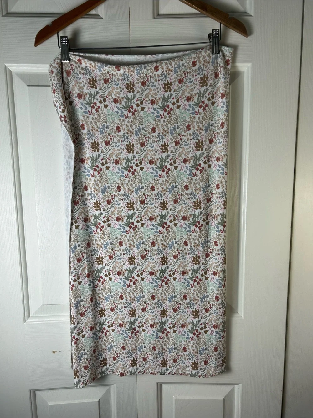 Baby Essentials Floral Leaf Swaddle Blanket Stretch Knit Tan White Green Blue